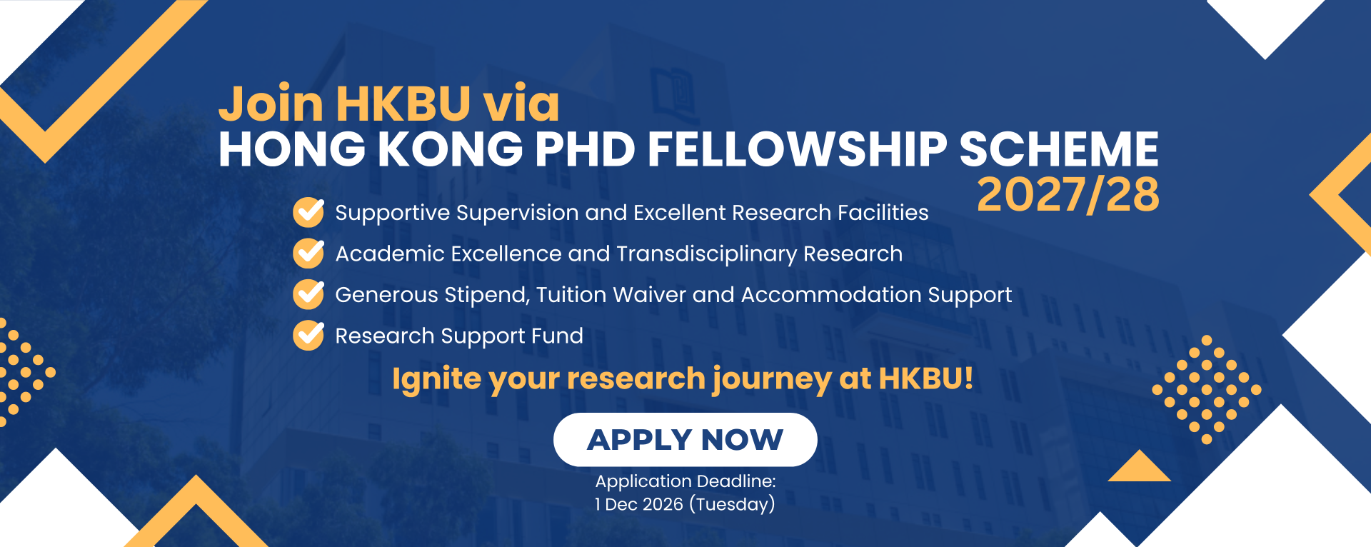 Now Open for Applications - Hong Kong PhD Fellowship Scheme 2728