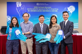 浸大领导团队在香港米埔发现箱形水母新物种